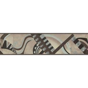 The Wallpaper Company 5.13 in. x 15 ft. Neutral Geometric Scroll Border DISCONTINUED WC1282351
