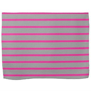 Vintage Pink & Grey Stripes Personalized Towel