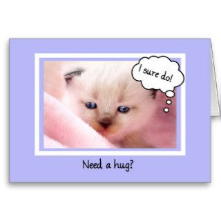 Cute Siamese Kitten, Need A Hug, Encouragement Greeting Card
