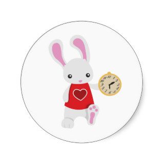 KRW Cute Wonderland White Rabbit Round Stickers