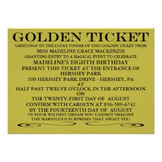 The Golden Ticket Birthday Invitation
