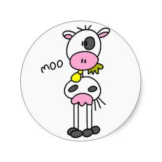 Cow Says Moo Tshirts and Gifts Round Stickers