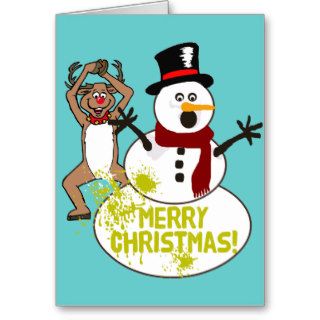 Funny Christmas Snowman Greeting Cards