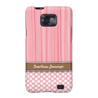 Girly Pink Stripes & Dots Samsung Galaxy S Case Galaxy S2 Cases