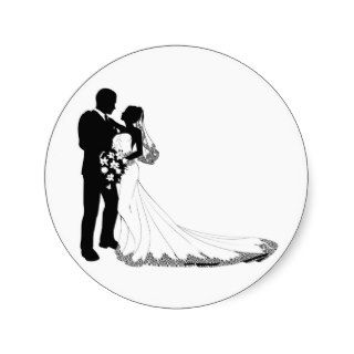 Bride and groom silhouette sticker