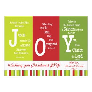 JOY 2 Sided Scripture Christmas Card Customize It Custom Invitation