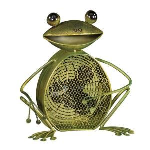 Deco Breeze 7 in. Figurine Fan Frog DBF0361