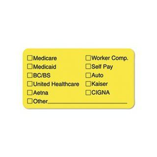 Labels for Insurance List, 1 3/4 x 3 1/4, Yellow, 250/Roll   All Purpose Labels