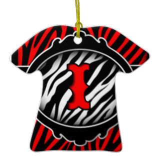 wicked red zebra initial letter I Christmas Ornaments