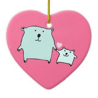 Two Little Love Bears Pink Ornament (Heart)