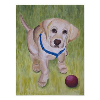 Lets Play Yellow Lab Puppy Print