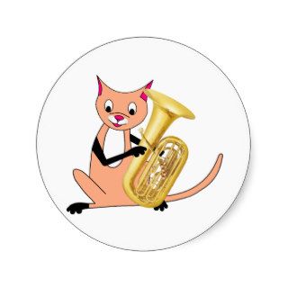 Cat Playing the Tuba Stickers