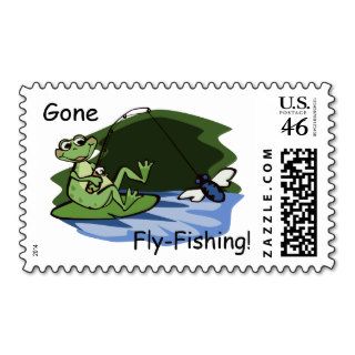 Fly Fishing Frog Stamps