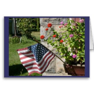 American Flag & Flowers Greeting Card