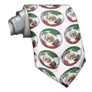 Mexico Soccer Ball w/Flag Colors Background Tie