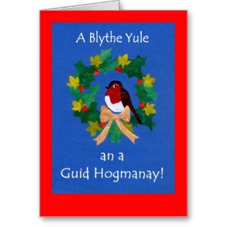 Christmas Robin Card with Scots Greeting