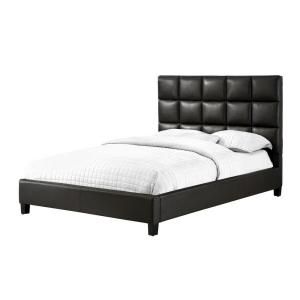HomeSullivan Dark Brown Faux Leather Queen size Bed with Tufted Headboard 40885B622W(3A)[BED]