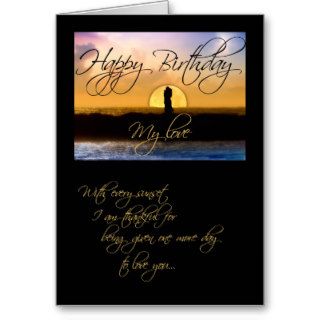 Happy Birthday My Love Sunset Couple Greeting Cards