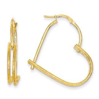 14k Yellow Gold Heart Hinged Hoop Earrings. Metal Wt  1.86g Jewelry
