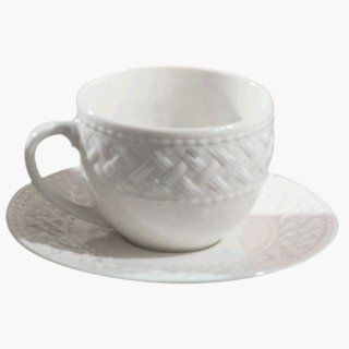 Havana Weave Coupe 8 oz. Teacup and Saucer [Set of 6] Kitchen & Dining