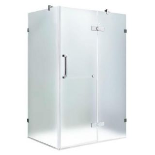 Vigo 30 1/4 in. x 46 in. x 73 3/8 in. Frameless Pivot Shower Enclosure in Chrome with Frosted Glass and Righ Dooor VG6011CHMT48R
