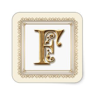 Letter F   Gold & Lace Classic Formal Wedding Seal Sticker