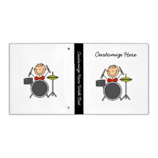 Stick Figure Male Drummer T shirts and Gifts 3 Ring Binders