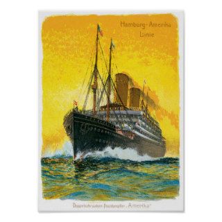 SS Kaiserin Auguste Victoria Vintage Ship Print