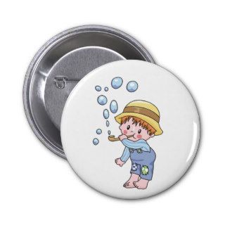 Boy Blowing Bubbles Pinback Buttons