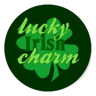 St. Patrick's Heart Lucky Charm Round Stickers