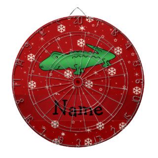 Personalized name alligator red snowflakes dart boards