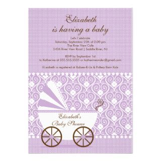 Carriage Baby Shower Invitation Lavender Girl