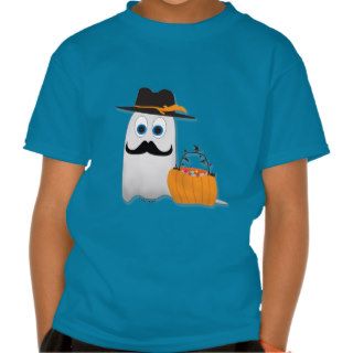 Cute funny Halloween ghost with Cool moustache T Shirt