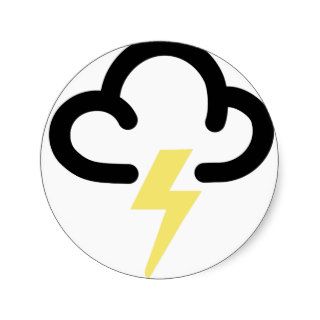 Lightning storm retro weather forecast symbol round sticker