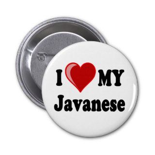 I Love (Heart) My Javanese Cat Buttons