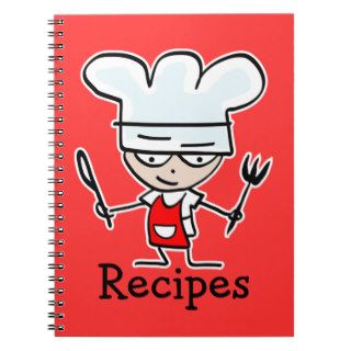 Recipe notebook with cute cartoon chef cook