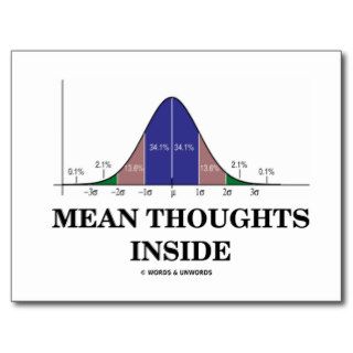 Mean Thoughts Inside (Statistics Humor) Postcards