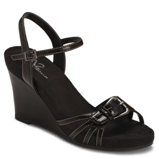 A2 by Aerosoles Women's 'Sageplush' Black Wedge Sandals A2 by Aerosoles Wedges