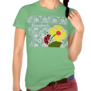 Dark Sea Green Paisley; Ladybug Tshirt