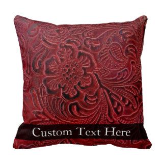 Leather Look Floral Pattern Throw Pillows