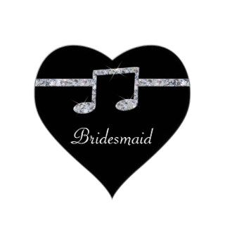 Music Lovers Diamond Shimmer On Black Wedding Stickers