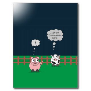 Uranus   Funny Animals Rudy Pig & Moody Cow Post Card
