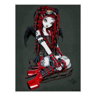 "Crimson" Red Tattoo Cyber Goth Angel Poster