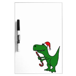 XX  Funny T rex Dinosaur Wearing Santa Hat Dry Erase Whiteboard
