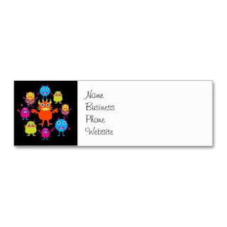 Cute Funny Monster Party Creatures in Circle Business Card Template