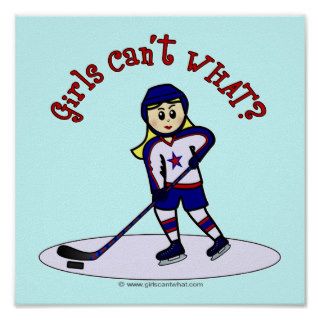 Blonde Girls Hockey Player Print