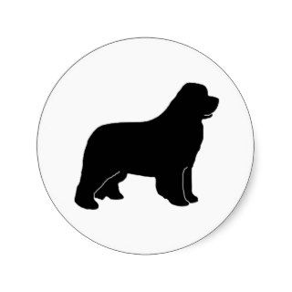 Newfoundland dog silhouette round sticker