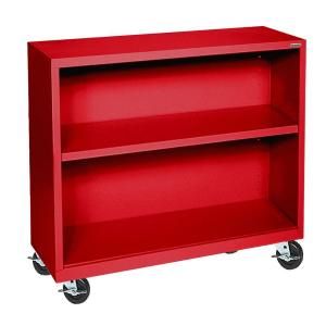 Sandusky Mobile 2 Shelf Steel Bookcase in Red BM10361830 01