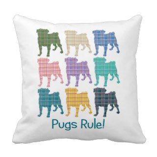 Pugs Rule Plaid Pugs Tees and Gifts Pillows