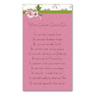 Pink Ribbon, Flowers & Dragonfly Survivor Business Card